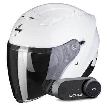 Casque jet Scorpion Exo 230 White + Kit Bluetooth Lokui K30 Casque jet Scorpion Exo 230 White + Kit Bluetooth Lokui K30