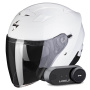 Casque jet Scorpion Exo 230 White + Kit Bluetooth Lokui K30