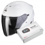 Casque jet Scorpion Exo 230 White + Kit Bluetooth SMH5
