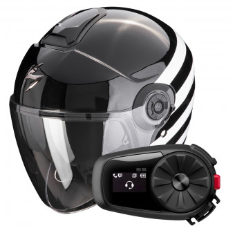 jet Scorpion Exo City II Bee Black White + Kit Bluetooth 5S