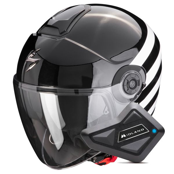 jet Scorpion Exo City II Bee Black White + Kit Bluetooth BT Mini