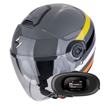 jet Scorpion Exo City II Bee Grey Yellow Black + Kit bluetooth 5R Lite
