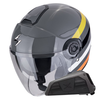jet Scorpion Exo City II Bee Gris Amarillo Negro + Kit Bluetooth Exo-Com Link-1