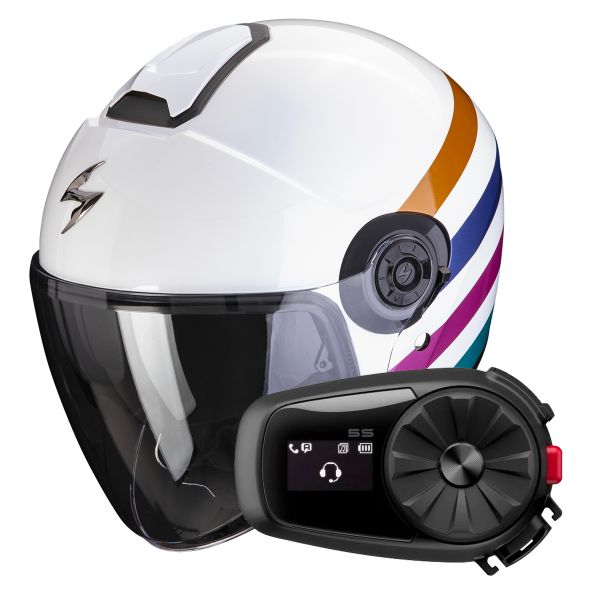 jet Scorpion Exo City II Bee White Green Gold + Kit Bluetooth 5S