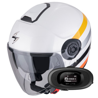 Casque jet Scorpion Exo City II Bee White Yellow + Kit bluetooth 5R Lite Casque jet Scorpion Exo City II Bee White Yellow + Kit bluetooth 5R Lite