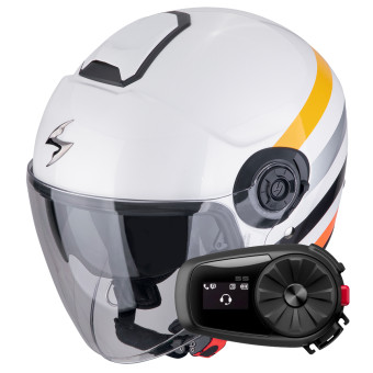 jet Scorpion Exo City II Bee White Yellow + Kit Bluetooth 5S