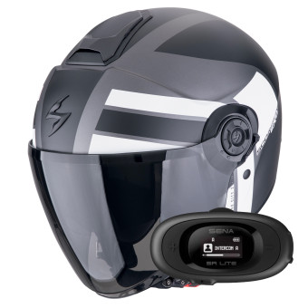 jet Scorpion Exo City II Blur Silver Matt Black White + Kit bluetooth 5R Lite