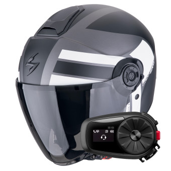 jet Scorpion Exo City II Blur Silver Matt Black White + Kit Bluetooth 5S