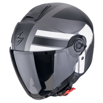 Scorpion Exo City II Blur Plata Mate Negro Blanco + Kit Bluetooth Exo-Com Link-1C