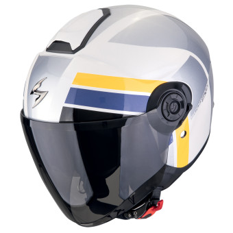 Scorpion Exo City II Blur White Silver Yellow + Kit Bluetooth BT Mini