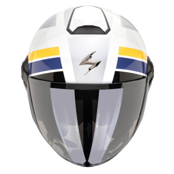 Scorpion Exo City II Blur White Silver Yellow + Kit Bluetooth BT Mini