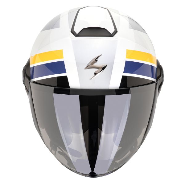 Scorpion Exo City II Blur White Silver Yellow + Kit Bluetooth Lokui K30