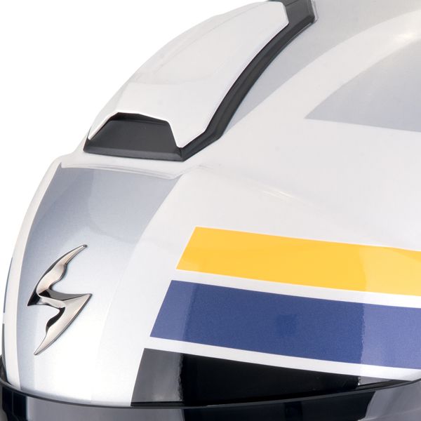 Scorpion Exo City II Blur White Silver Yellow + Kit Bluetooth Lokui K30