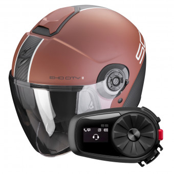 jet Scorpion Exo City II Carbo Matt Brown Black + Kit Bluetooth 5S