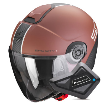 jet Scorpion Exo City II Carbo Matt Brown Black + Kit Bluetooth BT Mini