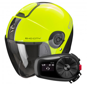 jet Scorpion Exo City II Carbo Neon Yellow Black + Kit Bluetooth 5S