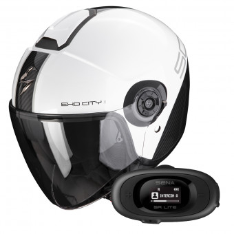 jet Scorpion Exo City II Carbo White Black + Kit bluetooth 5R Lite