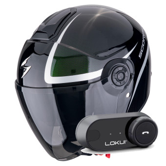 jet Scorpion Exo City II Intercity Black Chameleon + Kit Bluetooth Lokui K30