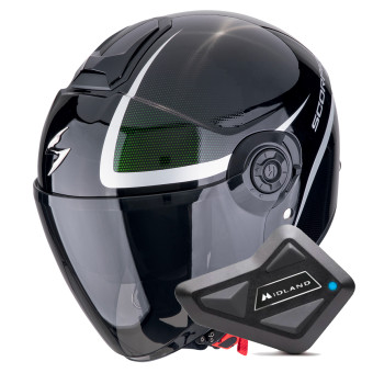jet Scorpion Exo City II Intercity Black Chameleon + Kit Bluetooth BT Mini