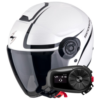 jet Scorpion Exo City II Intercity White Black + Kit Bluetooth 5S