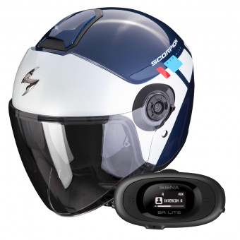 jet Scorpion Exo City II Mall Blue White Red + Kit bluetooth 5R Lite