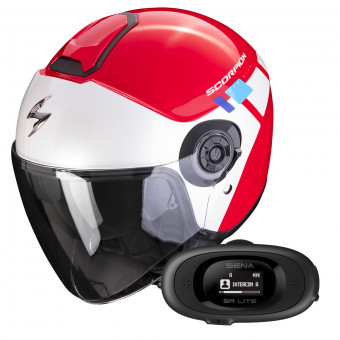 jet Scorpion Exo City II Mall Red White Blue + Kit bluetooth 5R Lite