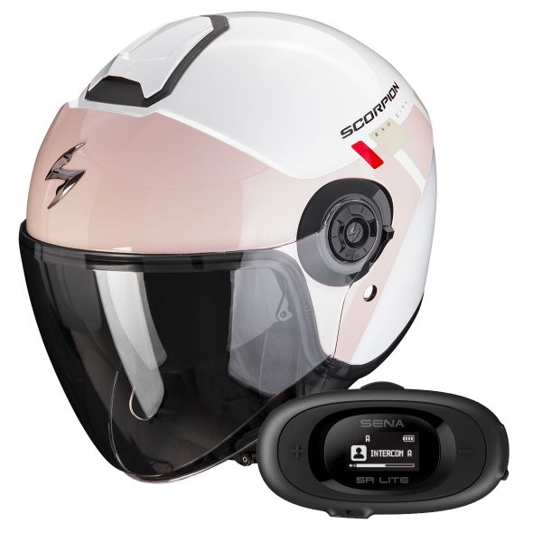 jet Scorpion Exo City II Mall White Pink Green + Kit bluetooth 5R Lite