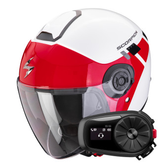 jet Scorpion Exo City II Mall White Red + Kit Bluetooth 5S Solo