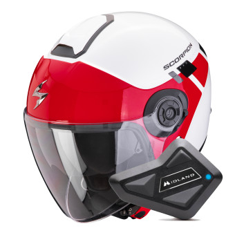 jet Scorpion Exo City II Mall White Red + Kit Bluetooth BT Mini