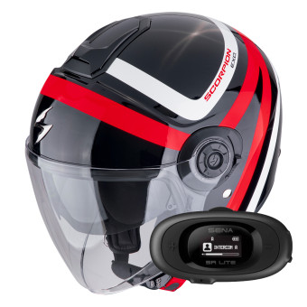 jet Scorpion Exo City II Riva Black Red + Kit bluetooth 5R Lite