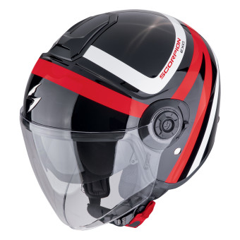 Scorpion Exo City II Riva Negro Rojo + Kit Bluetooth Exo-Com Link-1C
