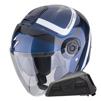 jet Scorpion Exo City II Riva Azul Negro + Kit Bluetooth Exo-Com Link-1