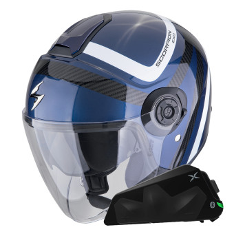 jet Scorpion Exo City II Riva Azul Negro + Kit Bluetooth Exo-Com Link-1C