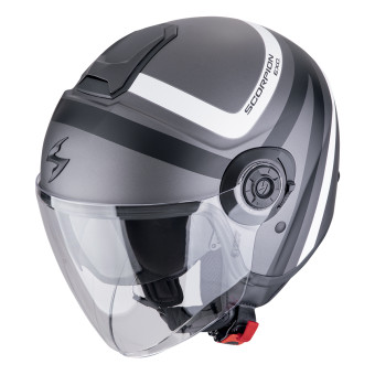 Scorpion Exo City II Riva Plata Mate Negro Blanco + Kit Bluetooth Exo-Com Link-1C
