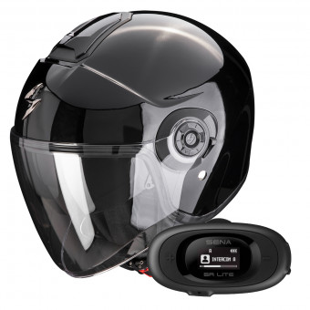 jet Scorpion Exo City II Solid Black + Kit bluetooth 5R Lite