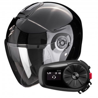 jet Scorpion Exo City II Solid Black + Kit Bluetooth 5S