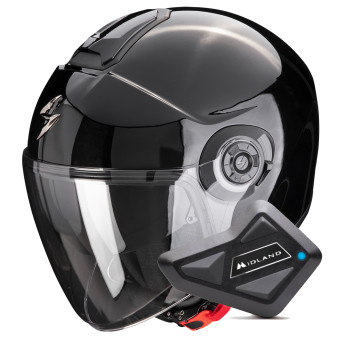 jet Scorpion Exo City II Solid Black + Kit Bluetooth BT Mini