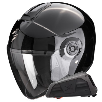 jet Scorpion Exo City II Solid Negro + Kit Bluetooth Exo-Com Link-1