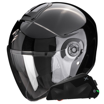 jet Scorpion Exo City II Negro Slido + Kit Bluetooth Exo-Com Link-1C