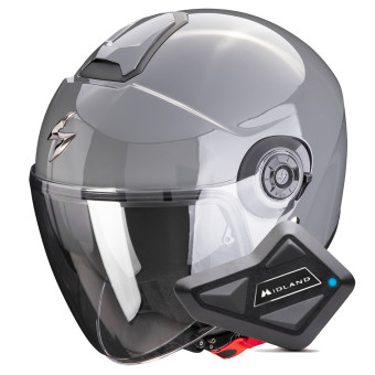jet Scorpion Exo City II Solid Cement Grey + Kit Bluetooth BT Mini