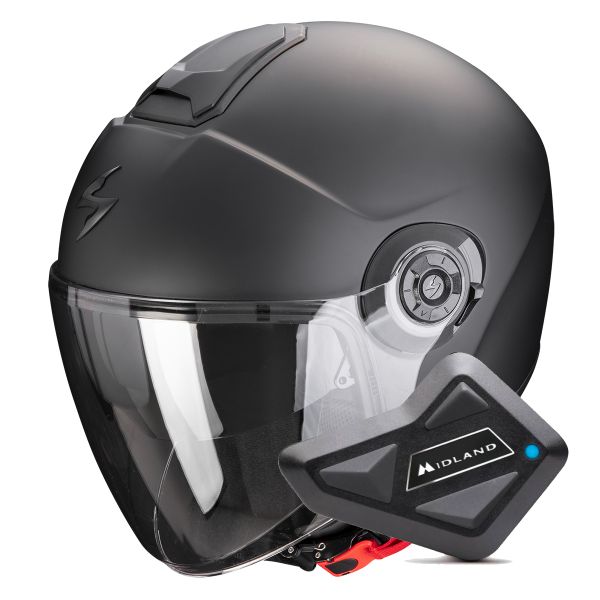jet Scorpion Exo City II Solid Matt Black + Kit Bluetooth BT Mini