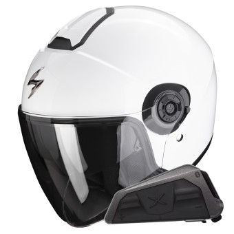 jet Scorpion Exo City II Solid Blanco + Kit Bluetooth Exo-Com Link-1