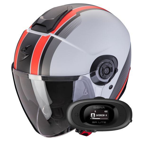 jet Scorpion Exo City II Vel Grey Red Matt + Kit bluetooth 5R Lite Solo