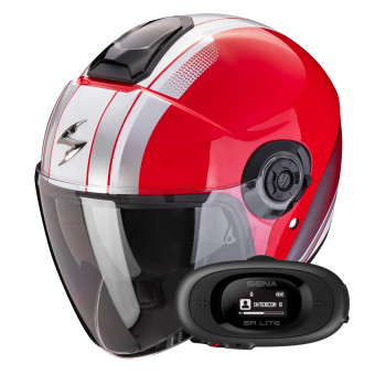 jet Scorpion Exo City II Vel Red White + Kit bluetooth 5R Lite Solo