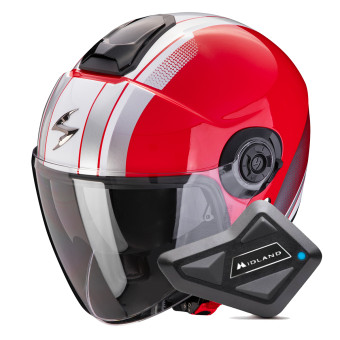 jet Scorpion Exo City II Vel Red White + Kit Bluetooth BT Mini