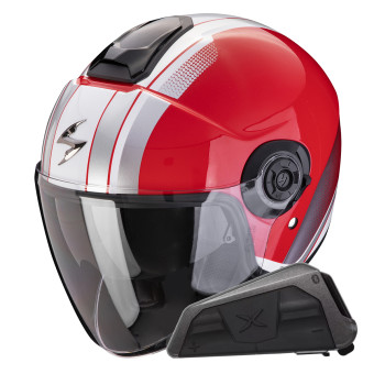 jet Scorpion Exo City II Vel Rojo Blanco + Kit Bluetooth Exo-Com Link-1