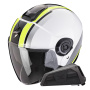 Casque jet Scorpion Exo City II Vel Blanco Amarillo Fluo + Kit Bluetooth Exo-Com Link-1
