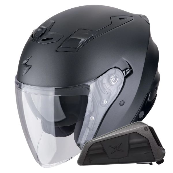 jet Scorpion Exo Z1 Negro Perla Mate + Kit Bluetooth Exo-Com Link-1 jet Scorpion Exo Z1 Negro Perla Mate + Kit Bluetooth Exo-Com Link-1