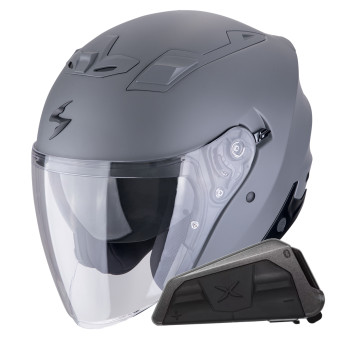 jet Scorpion Exo Z1 Cement Grey Matt + Kit bluetooth Exo-Com Link-1