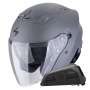 Casque jet Scorpion Exo Z1 Cement Grey Matt + Kit bluetooth Exo-Com Link-1